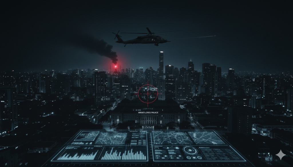 cyber-kinetic coup in Venezuela -AI Generated image by Vladimir Tsakanyan